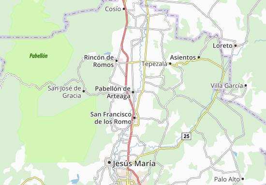 Karte Stadtplan Pabellón de Arteaga