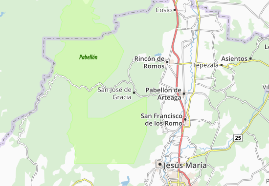 Karte Stadtplan San José de Gracia