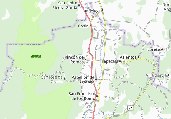Rincón de Romos Map
