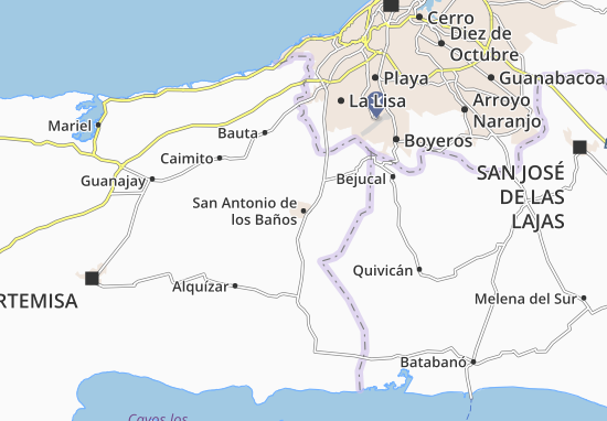 Kaart Plattegrond San Antonio de los Baños