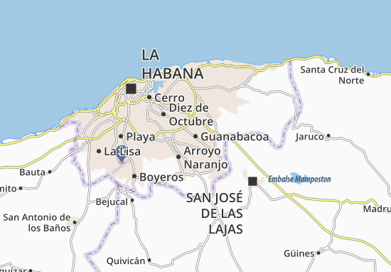 Karte Stadtplan Guanabacoa