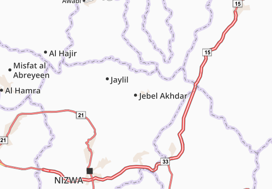 Kaart Plattegrond Jebel Akhdar