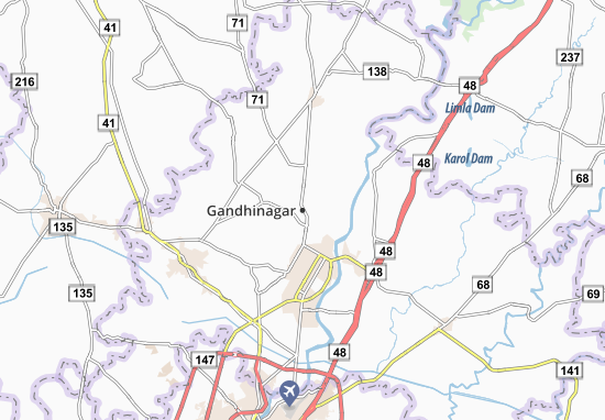 Karte Stadtplan Gandhinagar