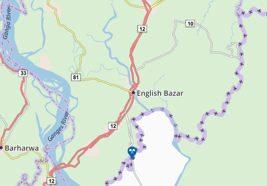 Kaart Plattegrond English Bazar