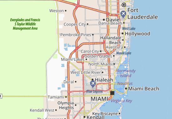 Kaart Plattegrond Miami Lakes