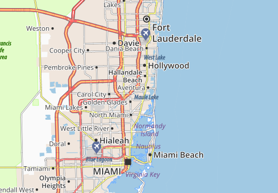 Kaart Plattegrond North Miami Beach