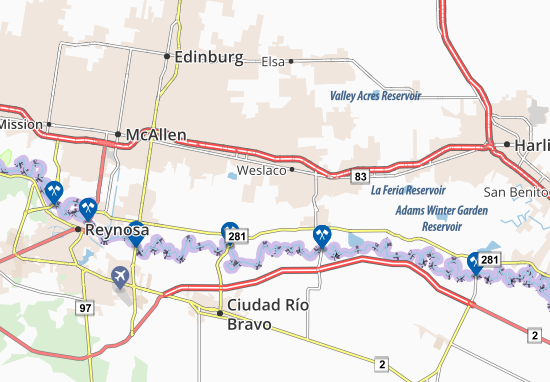 Karte Stadtplan Southeast Hidalgo