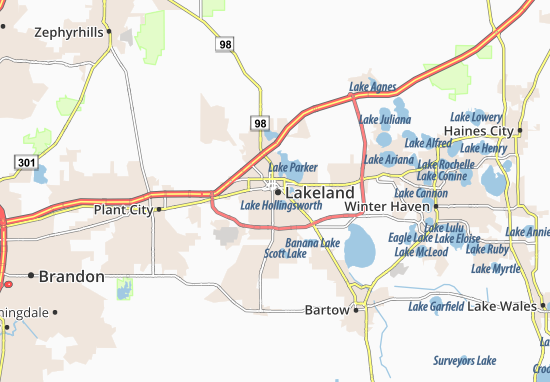 Karte Stadtplan Lakeland
