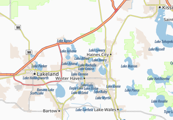 Karte Stadtplan Lake Alfred