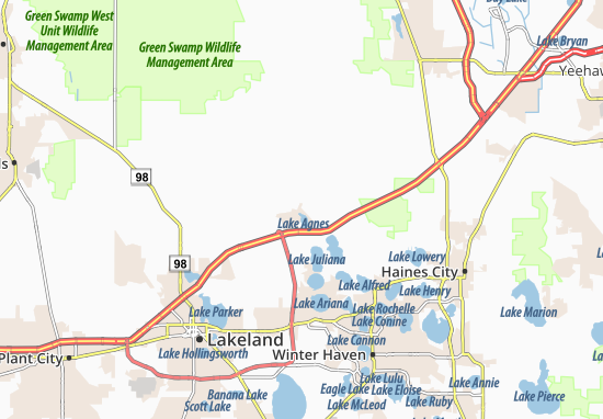 Kaart Plattegrond Polk City
