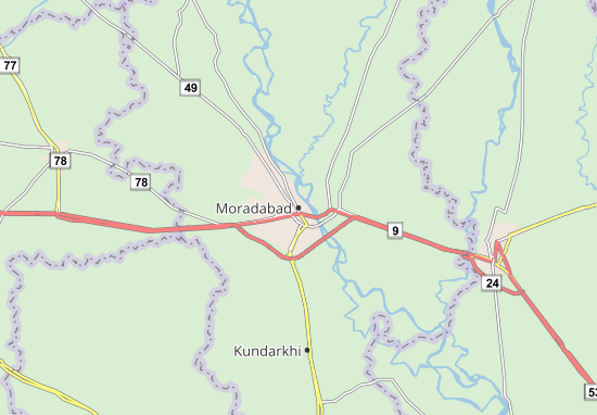 Kaart Plattegrond Moradabad