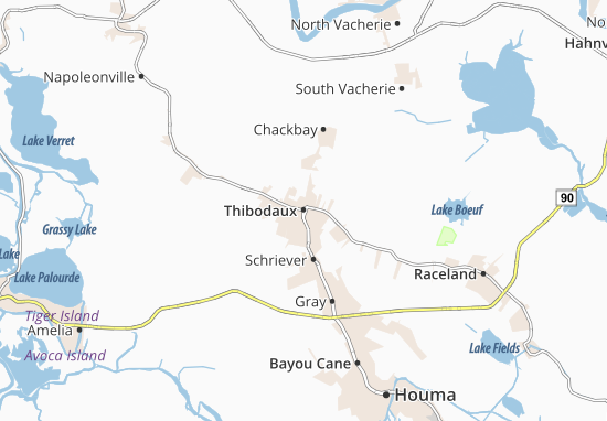 Kaart Plattegrond Thibodaux