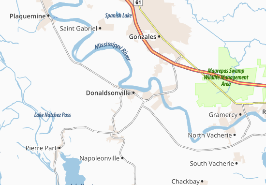 Karte Stadtplan Donaldsonville