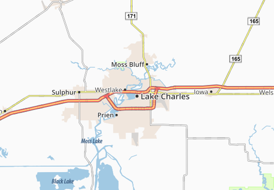 Karte Stadtplan Lake Charles