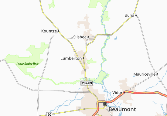Kaart Plattegrond Lumberton