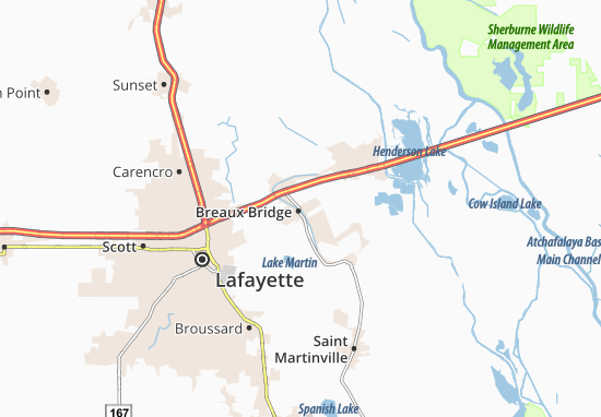 Kaart Plattegrond Breaux Bridge