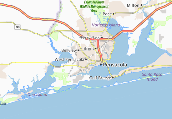 Karte Stadtplan West Pensacola