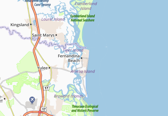 Karte Stadtplan Fernandina Beach