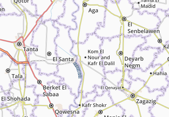 Karte Stadtplan Kom El Nour and Kafr El Dalil