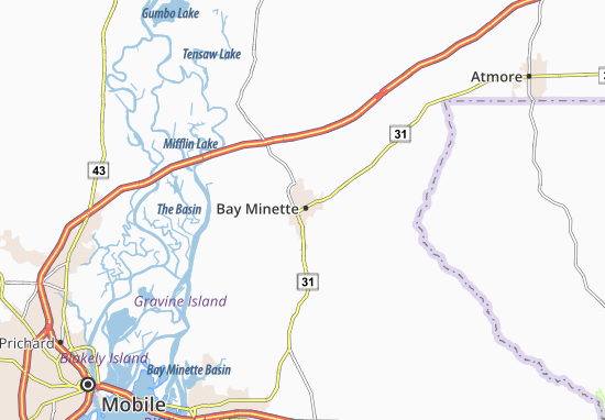 Kaart Plattegrond Bay Minette