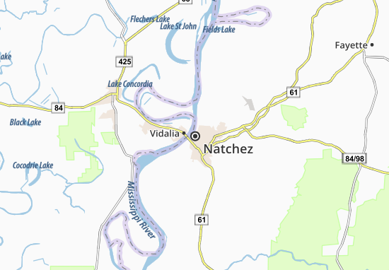 Karte Stadtplan Natchez