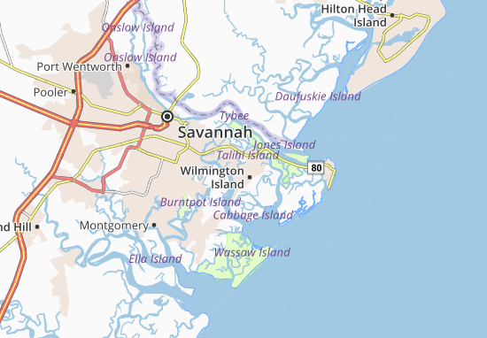 Karte Stadtplan Wilmington Island