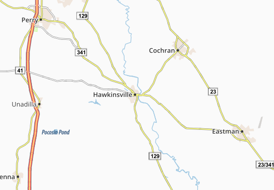 Kaart Plattegrond Hawkinsville