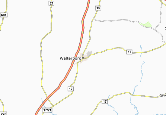Karte Stadtplan Walterboro