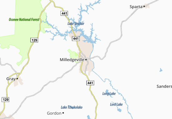 Kaart Plattegrond Milledgeville