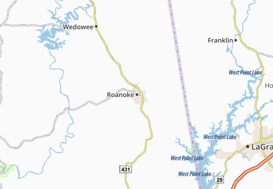 Kaart Plattegrond Roanoke