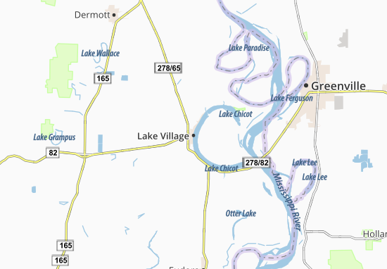 Karte Stadtplan Lake Village