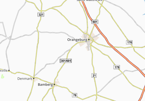 Karte Stadtplan Orangeburg West