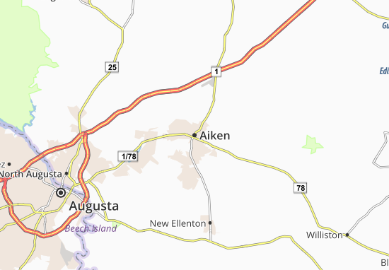 Karte Stadtplan Aiken