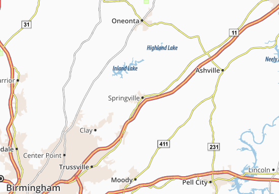 Karte Stadtplan Springville