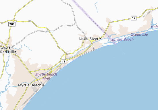 Kaart Plattegrond North Myrtle Beach