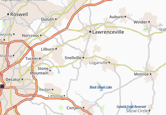 Kaart Plattegrond Snellville