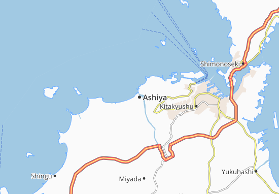 Karte Stadtplan Ashiya