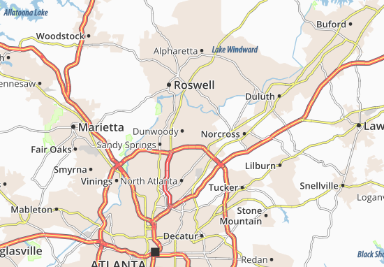 Karte Stadtplan Dunwoody