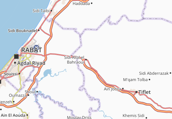 Karte Stadtplan Sidi Allal el Bahraoui