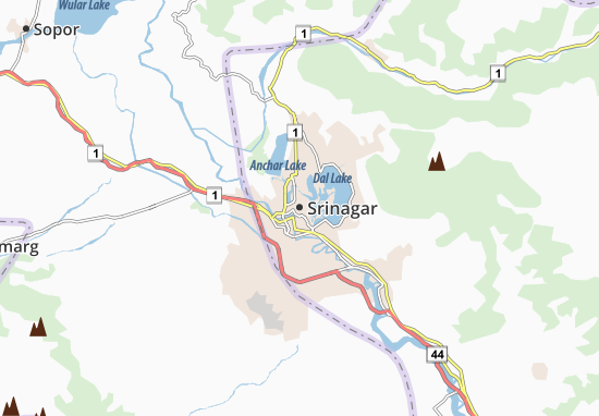 Kaart Plattegrond Srinagar