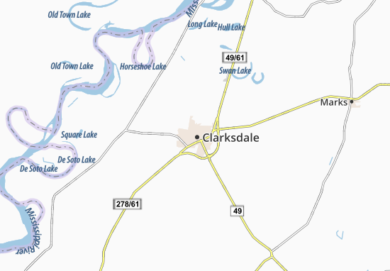 Karte Stadtplan Clarksdale
