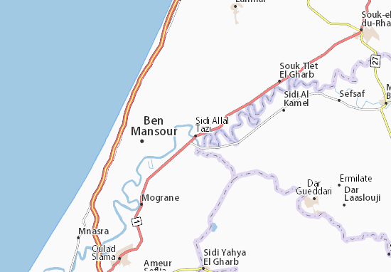Karte Stadtplan Sidi Allal Tazi