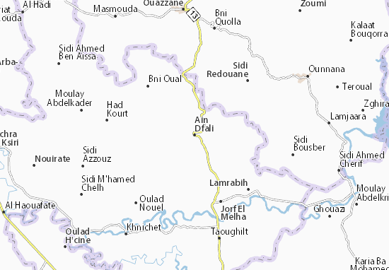 Karte Stadtplan Ain Dfali