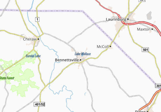Kaart Plattegrond Bennettsville