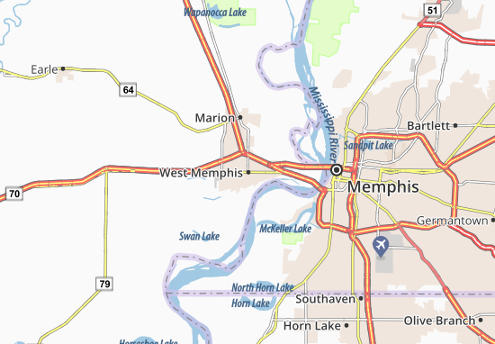 Kaart Plattegrond West Memphis