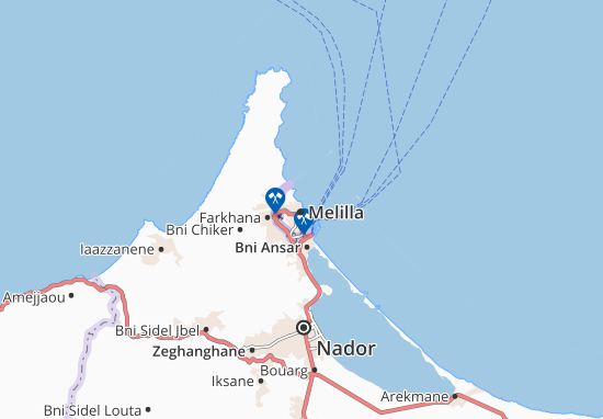 Mapa MICHELIN Melilla - plano Melilla - ViaMichelin