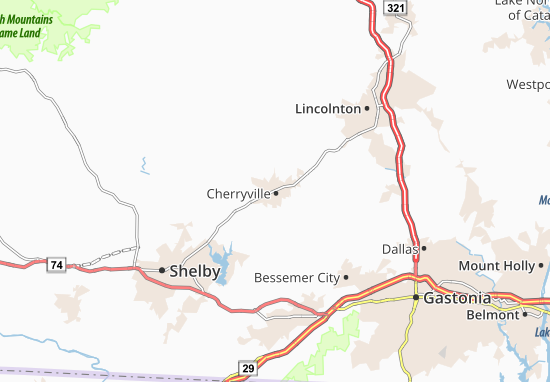 Karte Stadtplan Cherryville