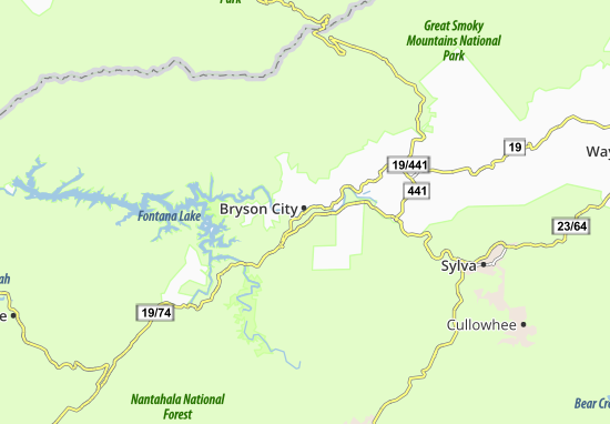 Karte Stadtplan Bryson City