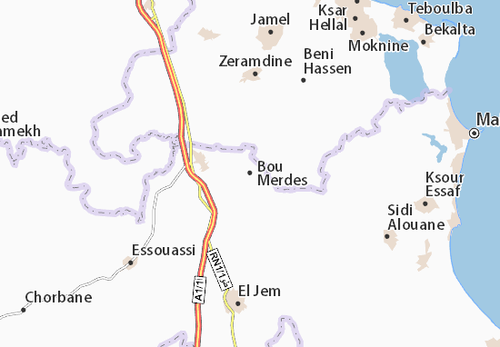 Karte Stadtplan Bou Merdes