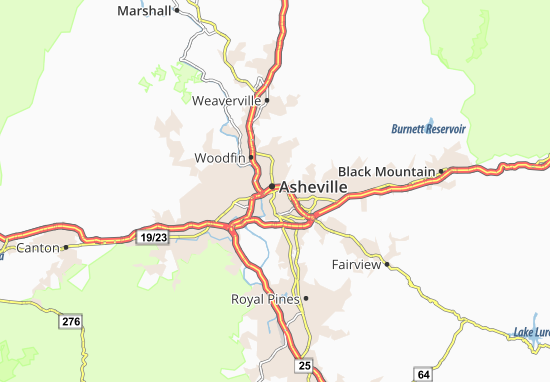 Karte Stadtplan Asheville